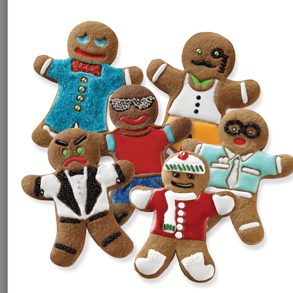 Set of 6 Gingerbread Boy Cookie Stamps w/Cutter
